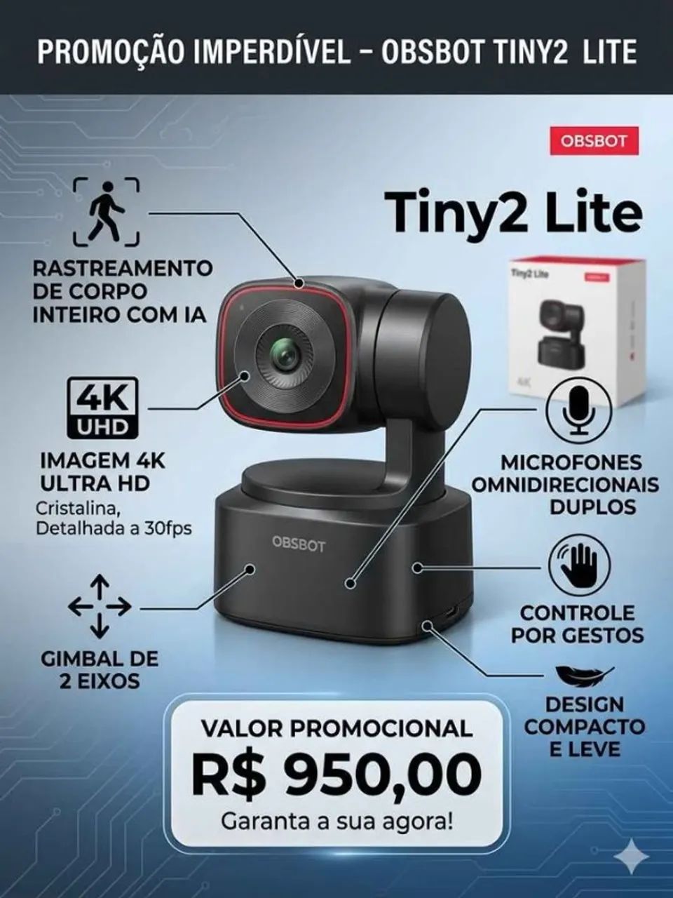 WebCam OBSBOT Tiny 2 Lite 4K