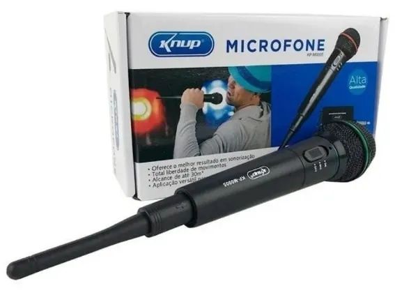 Microfone sem e com  Fio Knup Preto Kp-m0005 Vhf  - Foto 5