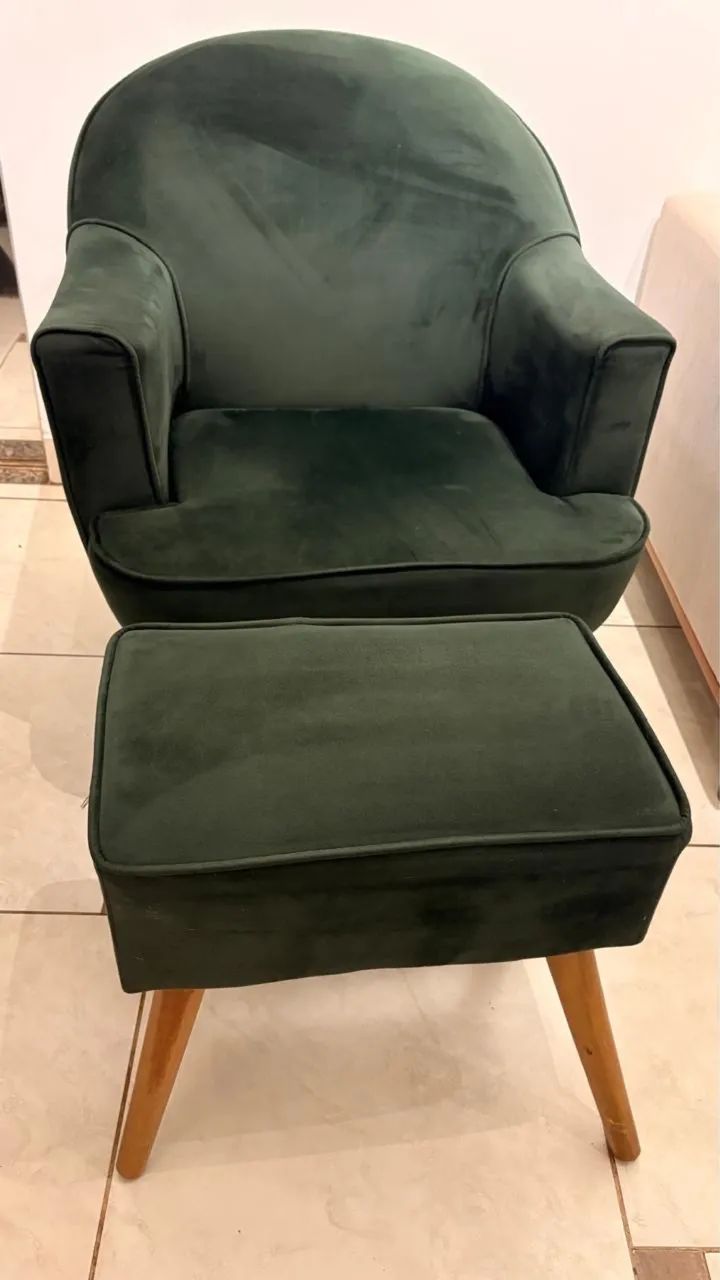 Poltrona verde veludo 