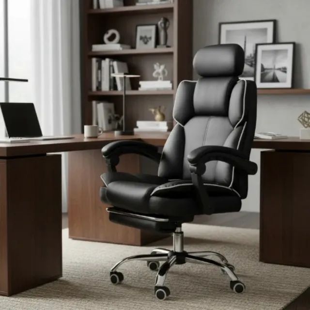 Cadeira de Escritório Luxo Presidente - Preta