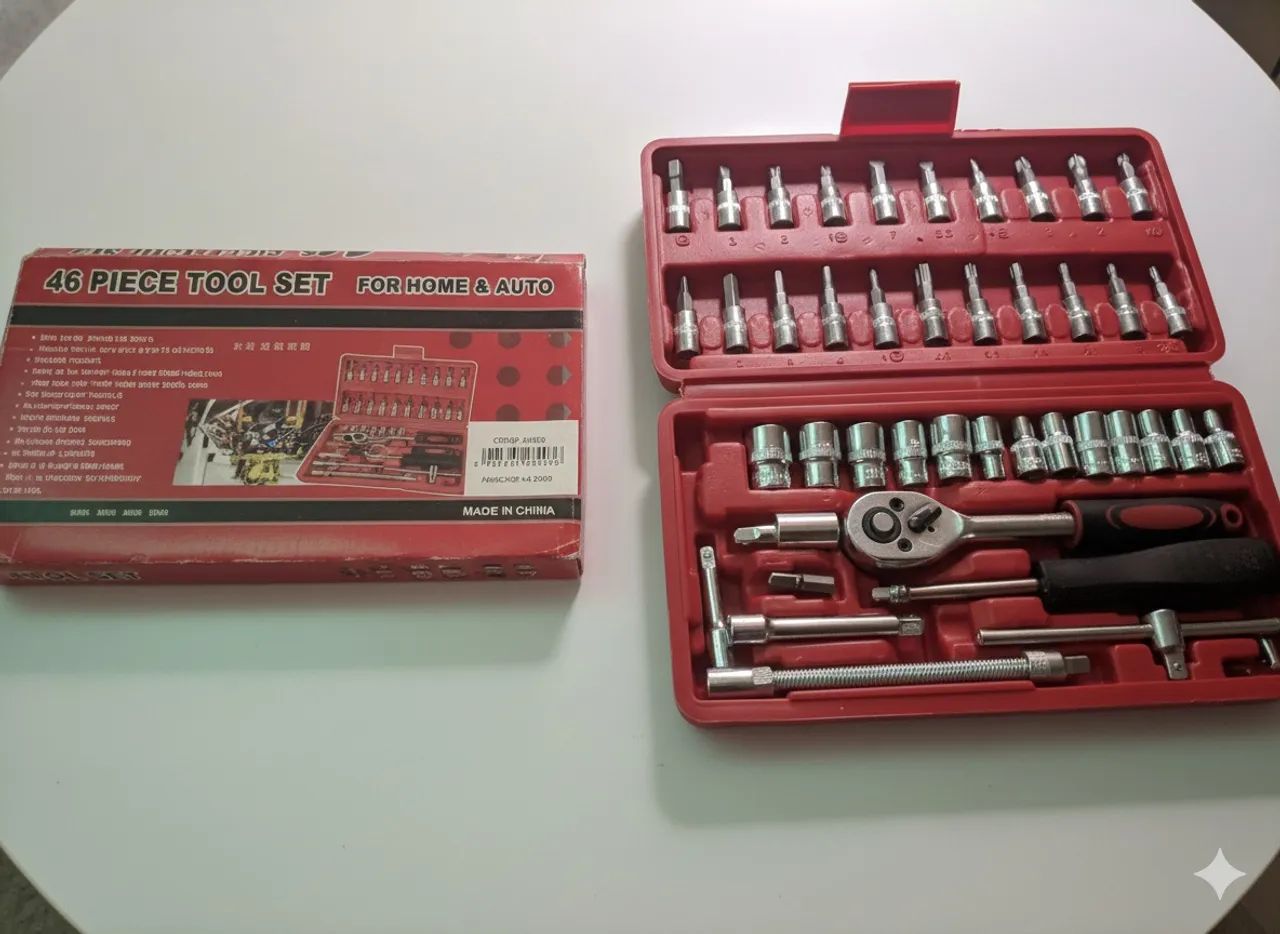 Maletas com 46 peças novas para carros.