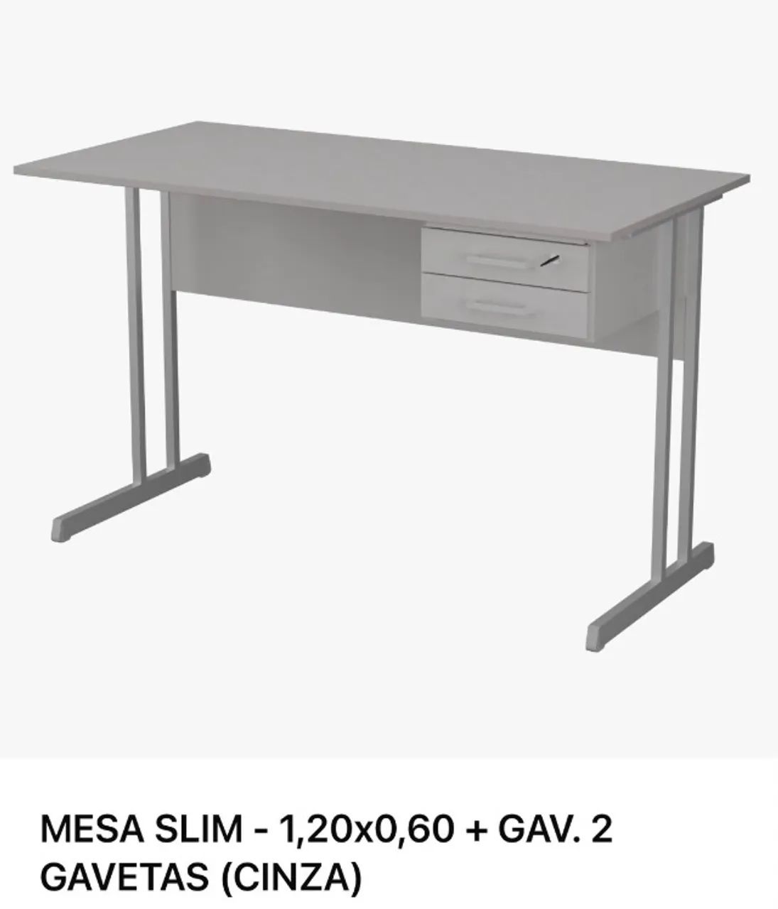 Mesa slim com 2 gavetas