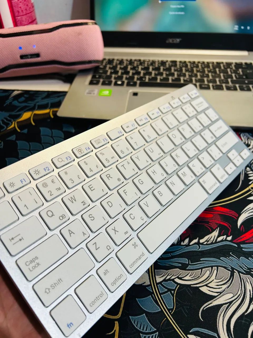 Teclado Bluetooth Branco Slim para PC Notebook Tablet Celular - Foto 3