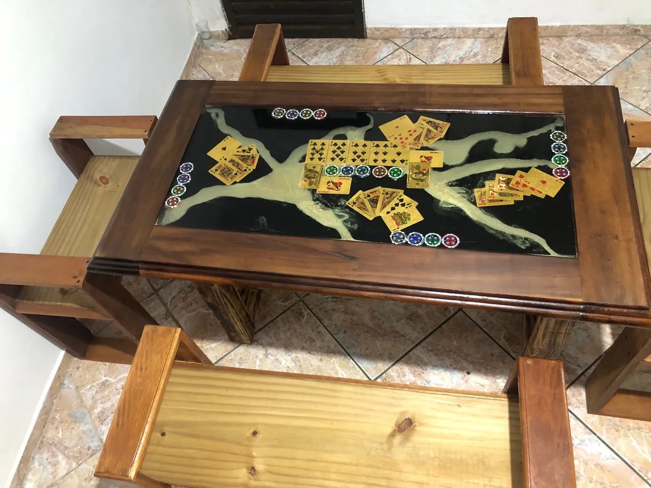 Mesa decorativa com bancou  - Foto 3