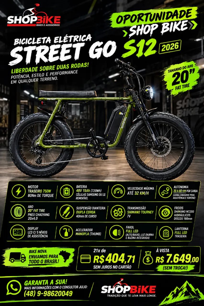 >> Bicicleta Elétrica Street GO S12 2026 <<