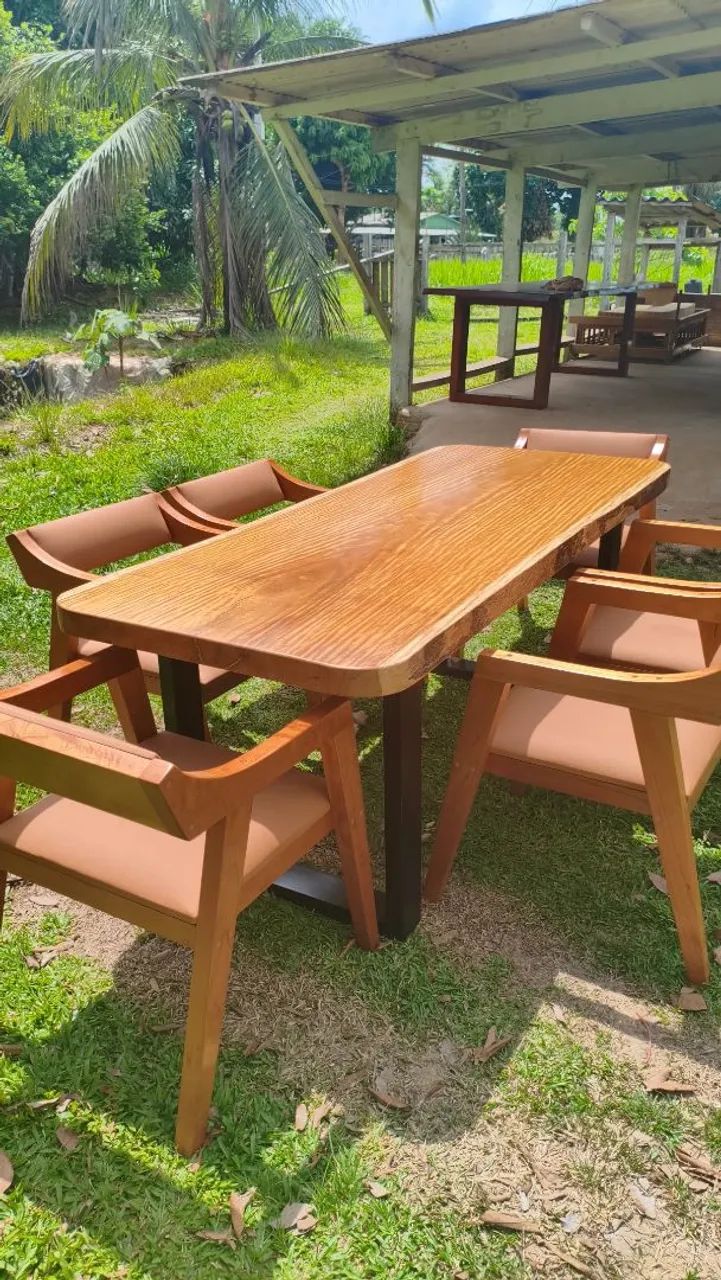 MESA RÚSTICA 2 METROS COM 6 POLTRONAS KATAKANA ACOLCHOADAS  - Foto 3