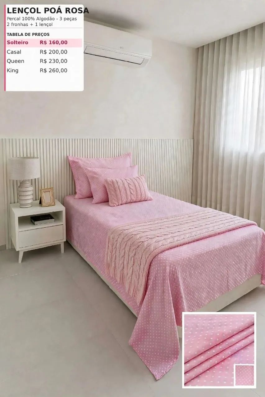 LENÇOL POÁ ROSA  - Foto 2