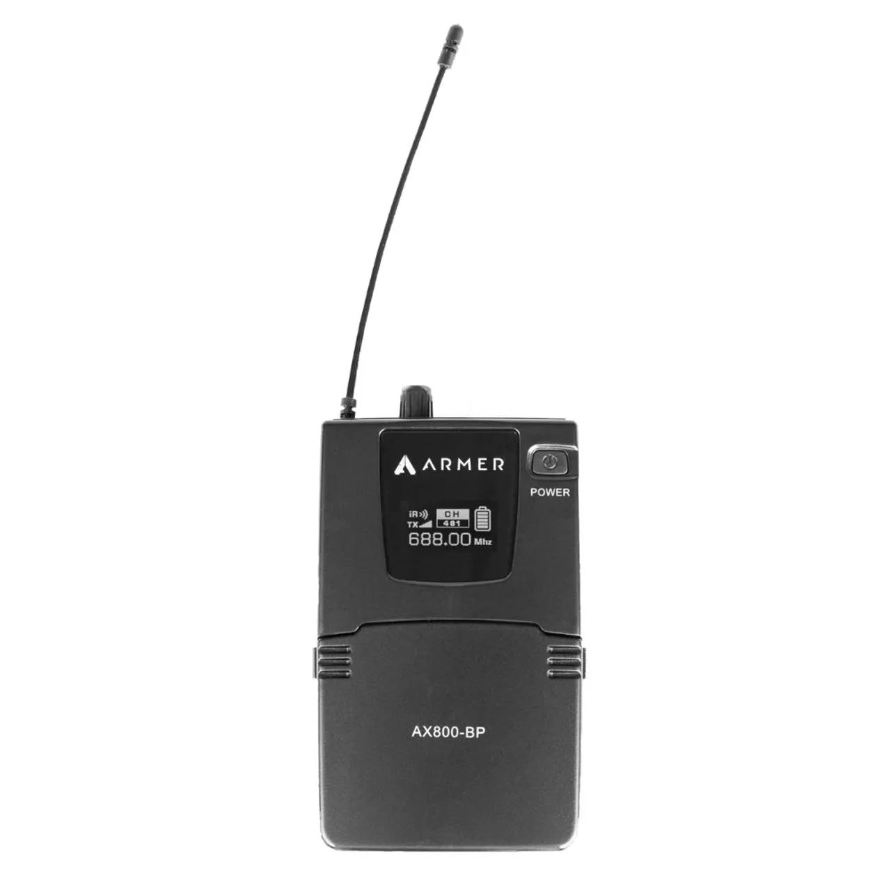 Transmissor Bodypack para Microfone Sem fio Headset ou Lapela Armer AX800-BP