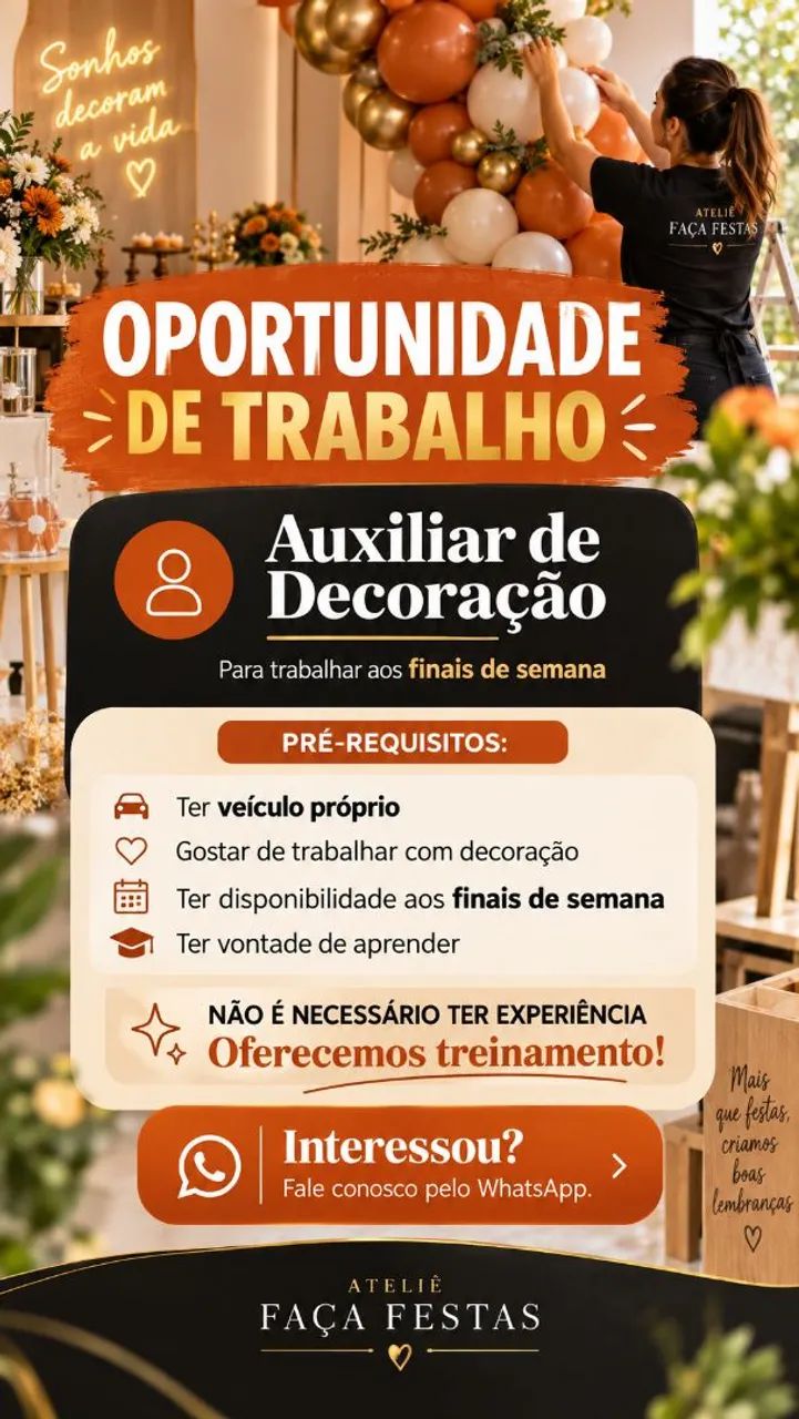 Auxiliar de decorações  - Foto 2