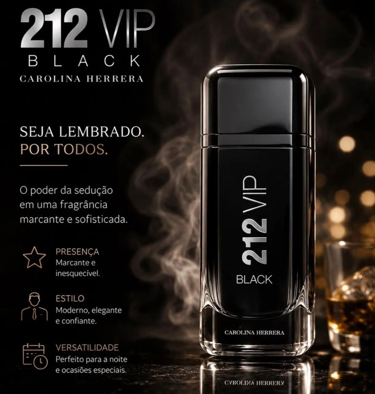 Perfume 212 VIP Black - Carolina Herrera 100 ml e 200 ml 