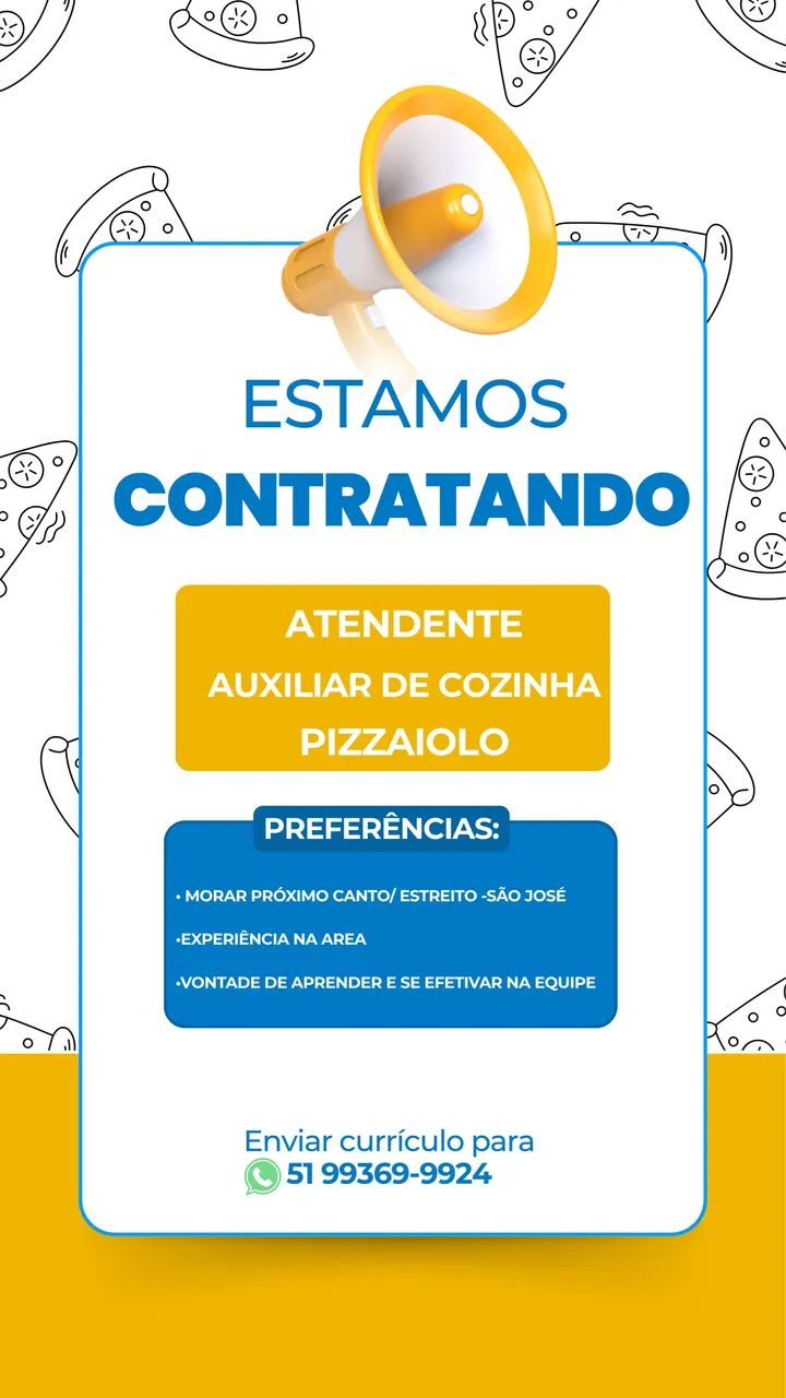 VAGA DE EMPREGO PIZZARIA