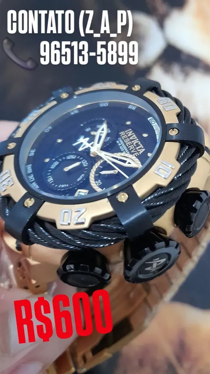 Relógio INVICTA THUNDERBOLT MULTIFUNCIONAL  DOURADO COM BEZEL PRETO - Foto 3