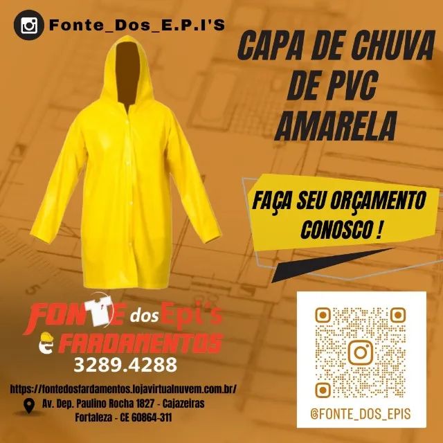Capa de Chuva Amarela em PVC - Fonte dos Epis