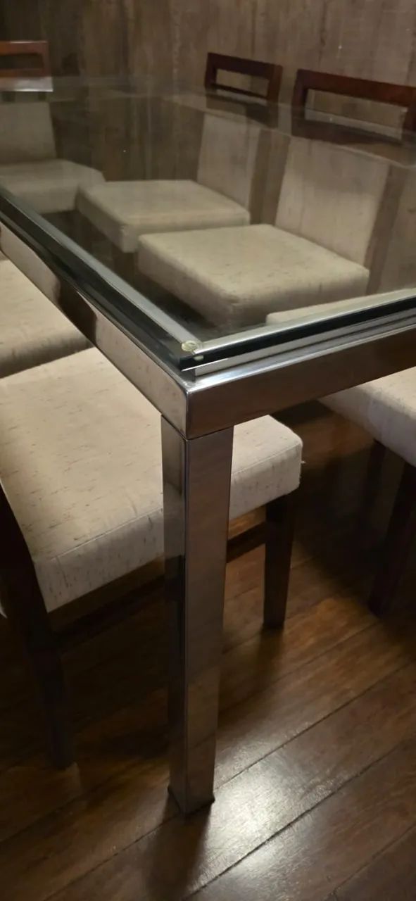 Mesa de jantar Líder em metal e tampo de cristal - Foto 2