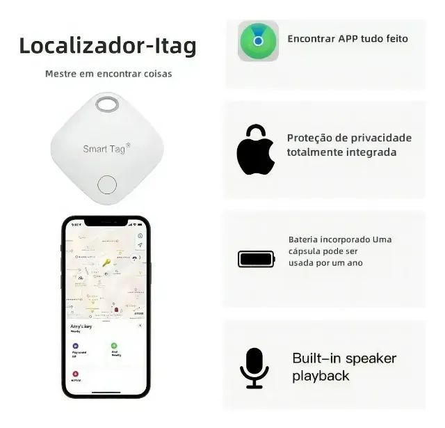 Tag Smart Tracker Rastreador GPS iOS 14.5 Resistente Água Branco - Foto 3