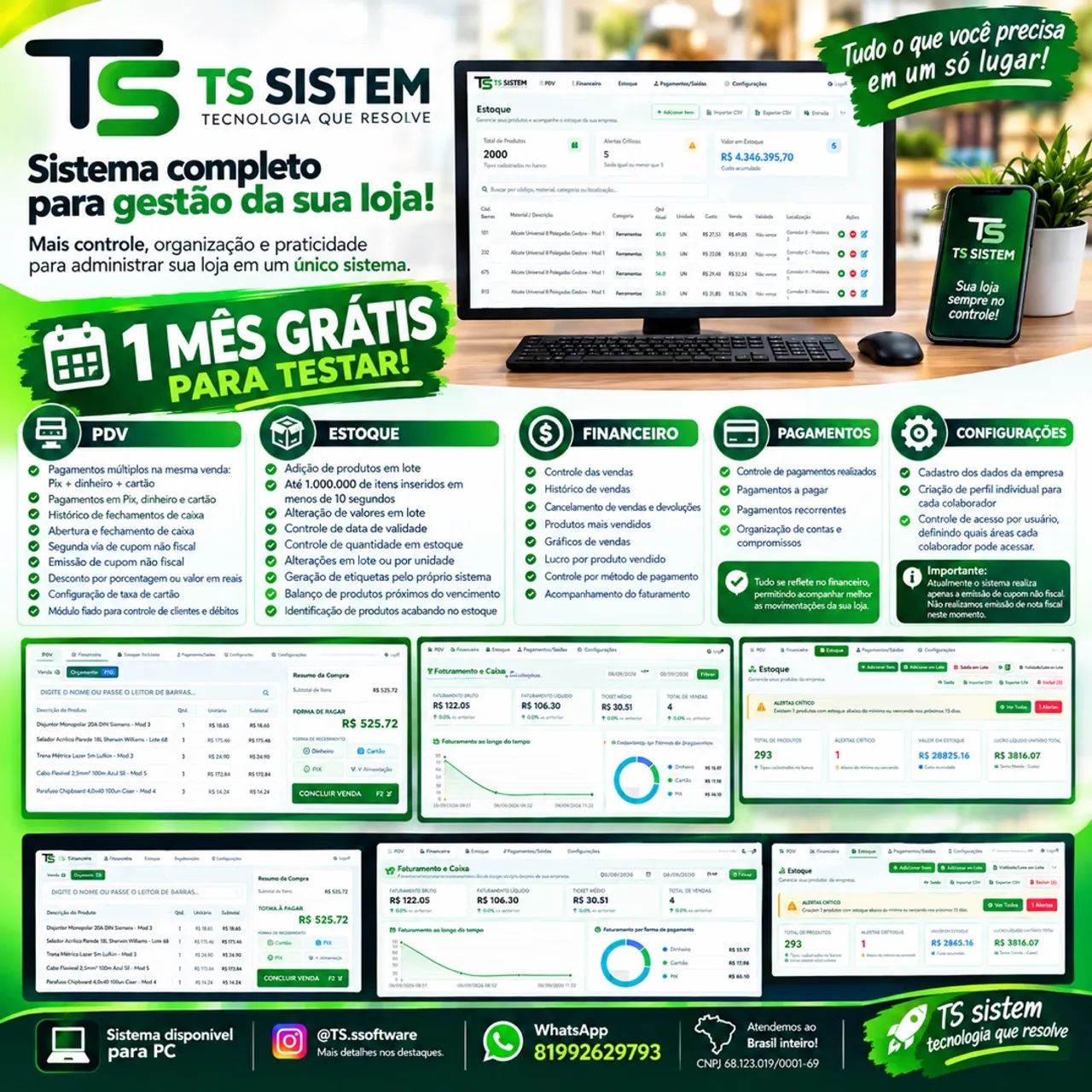     PDV + Estoque + Financeiro - 1 Mês Grátis