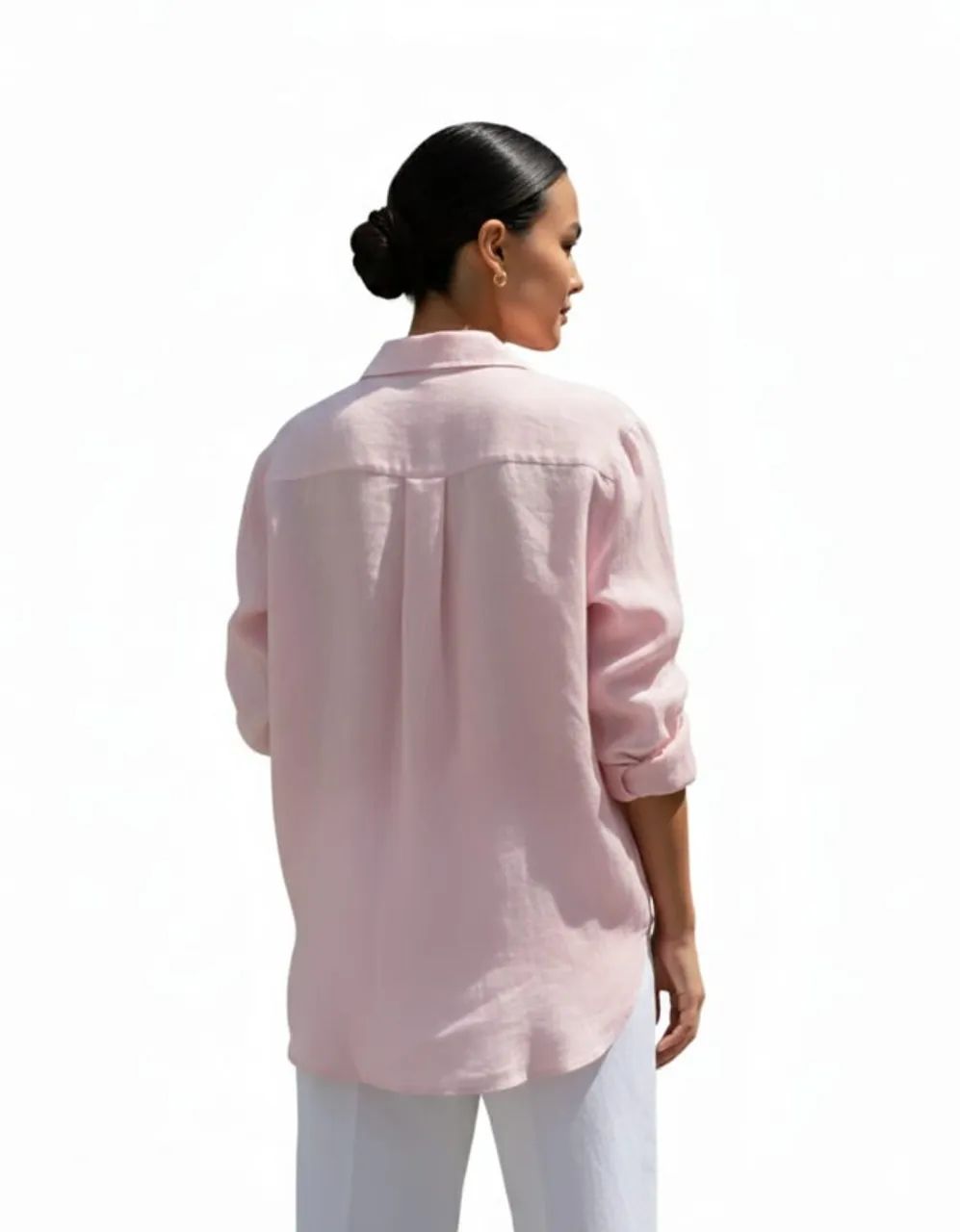 camisa feminina manga longa viscomida rosa bebê - Foto 4