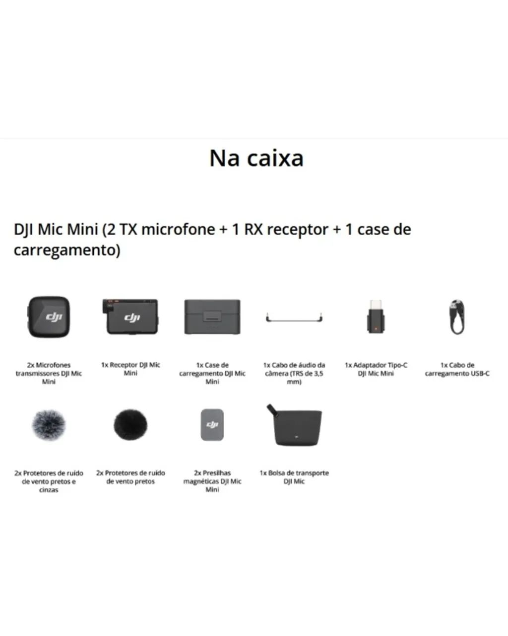 Microfone DJI Mic Mini (2 TX Microfone + 1 RX Receptor + 1 Case de carreg) BR - DJI127 - Foto 2