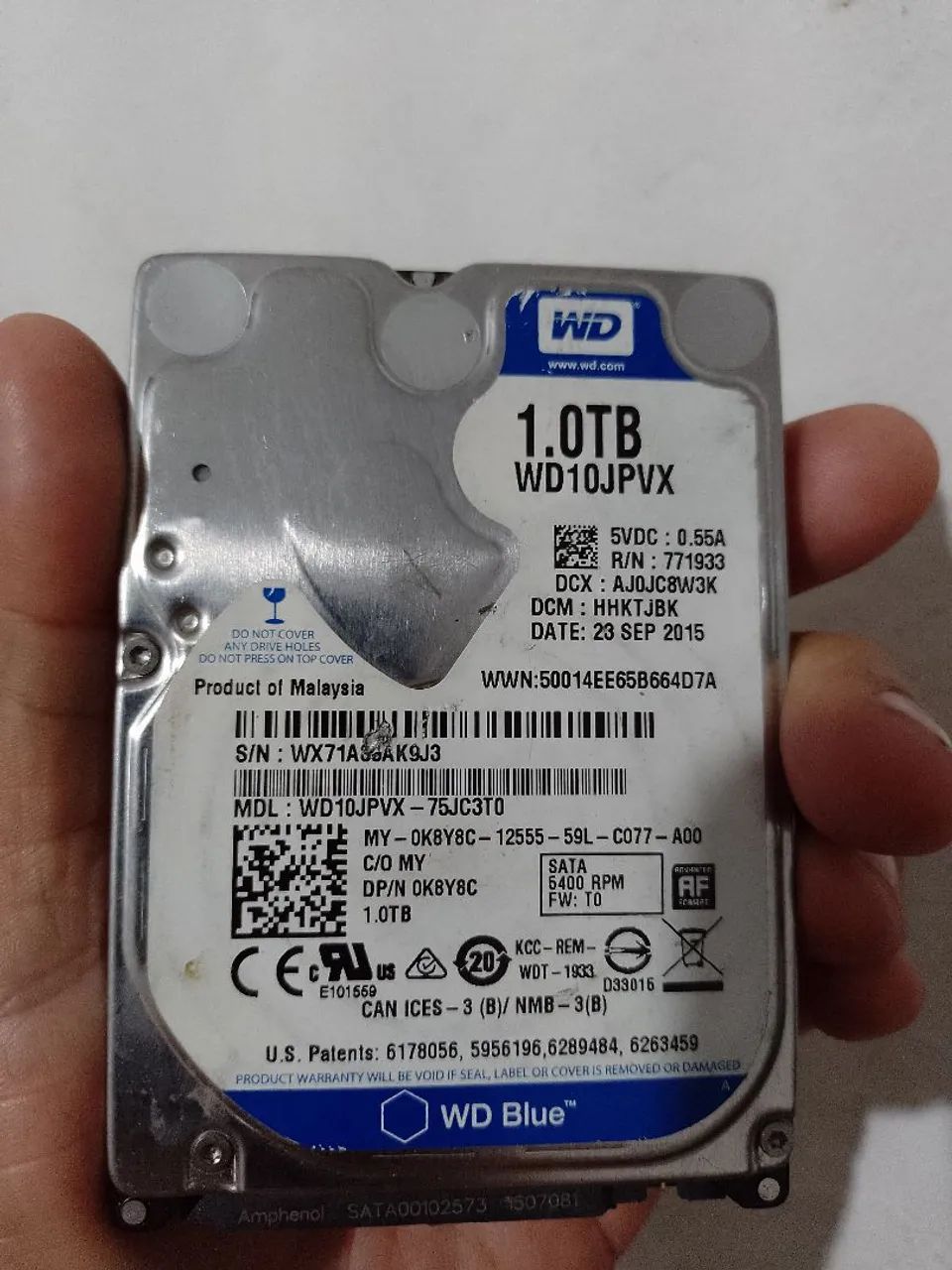 HD 1tera notebook WD christal disk saudavel