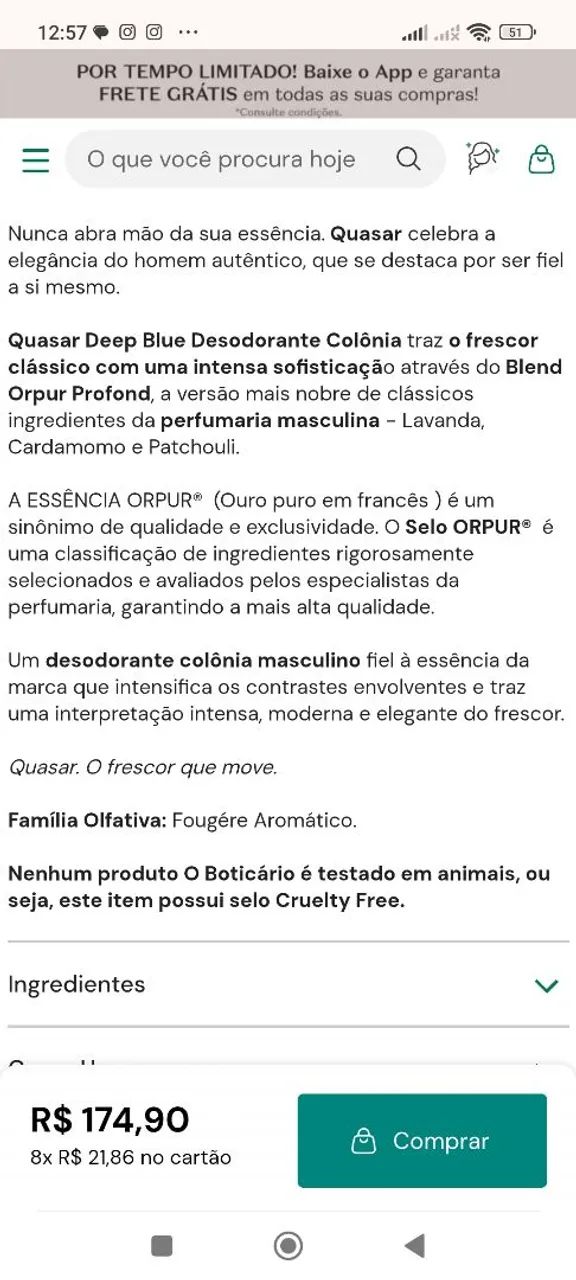 Perfume Boticário Quasar Deep Blue - Foto 2