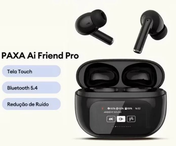 Fone de ouvido Bluetooth com tela touch screen impermeável