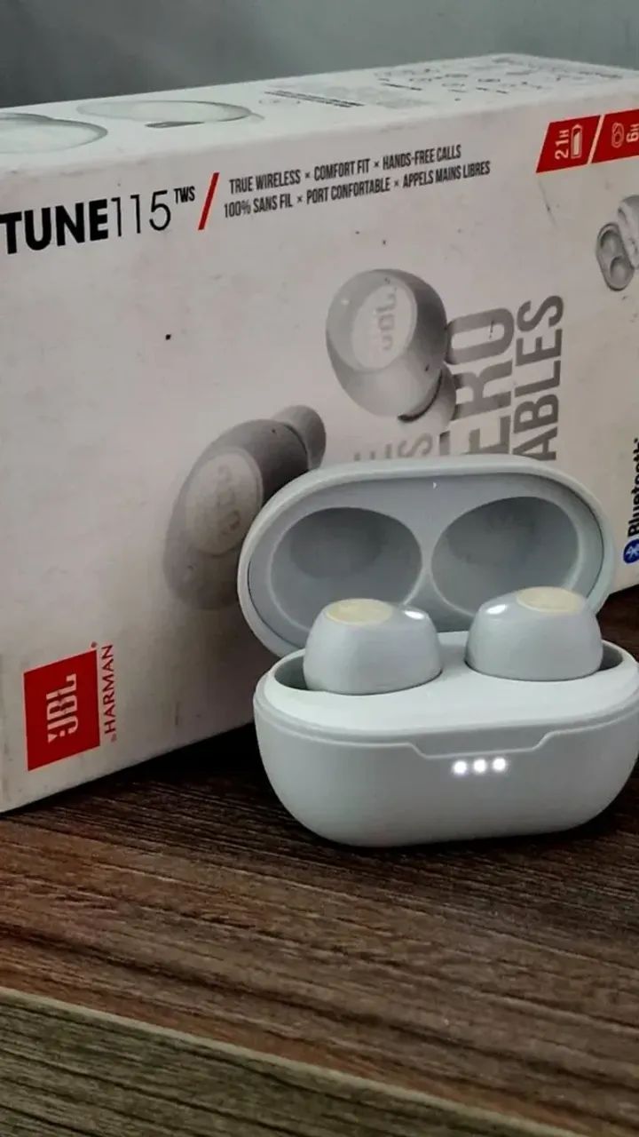 Fone De Ouvido JBL Tune 115tws Bluetooth Microfone Branco - Foto 4