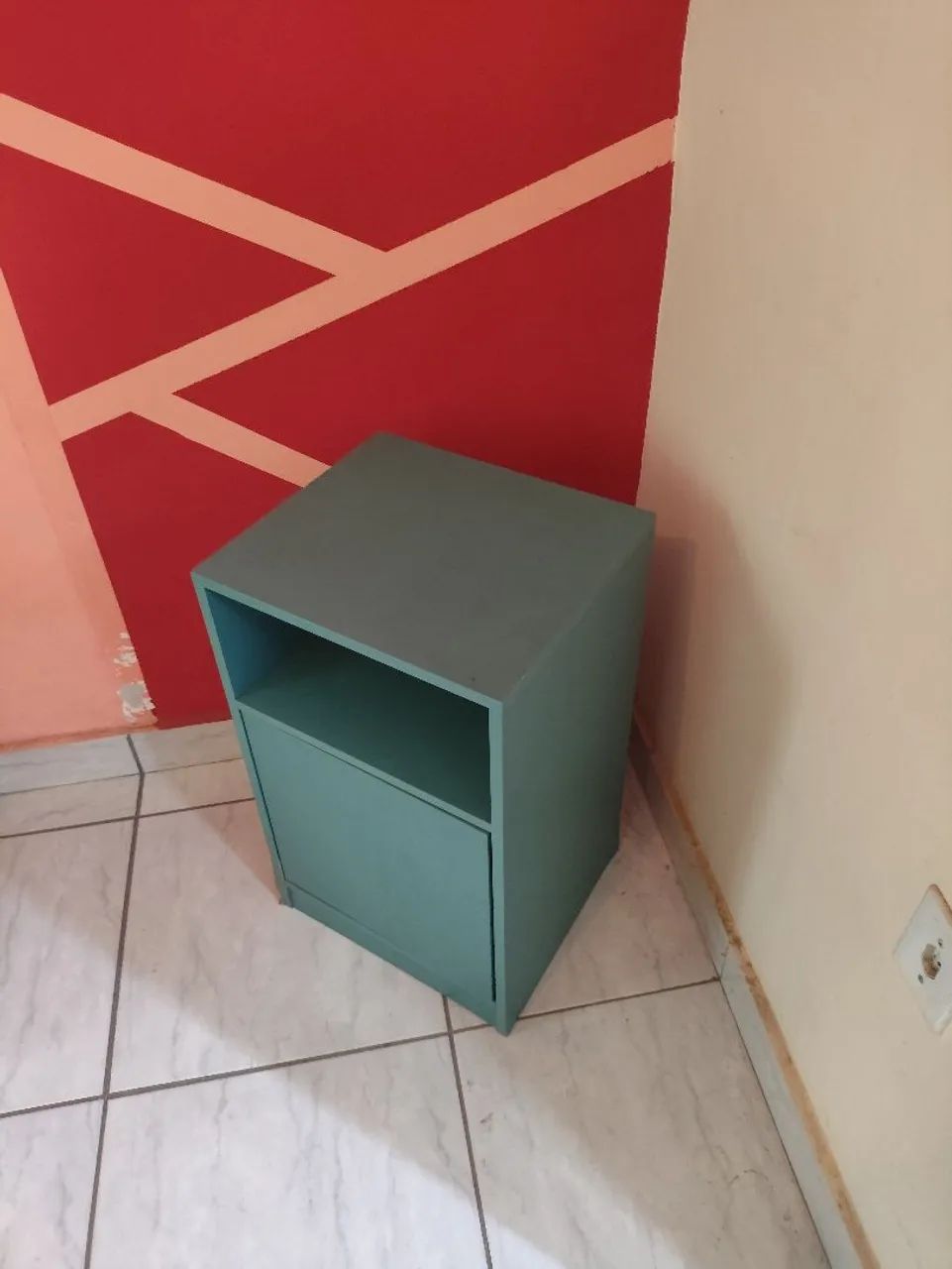 Mesa de Cabeceira Turquesa com Porta e Nicho - Foto 3