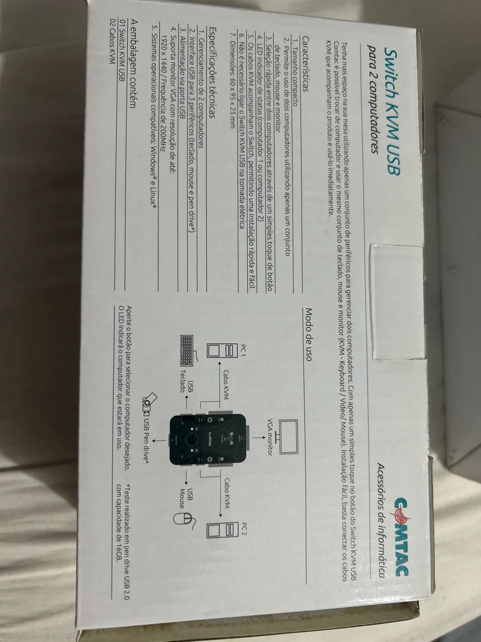 Switch KVM USB para 2 Computadores - Novo na Caixa - Foto 2
