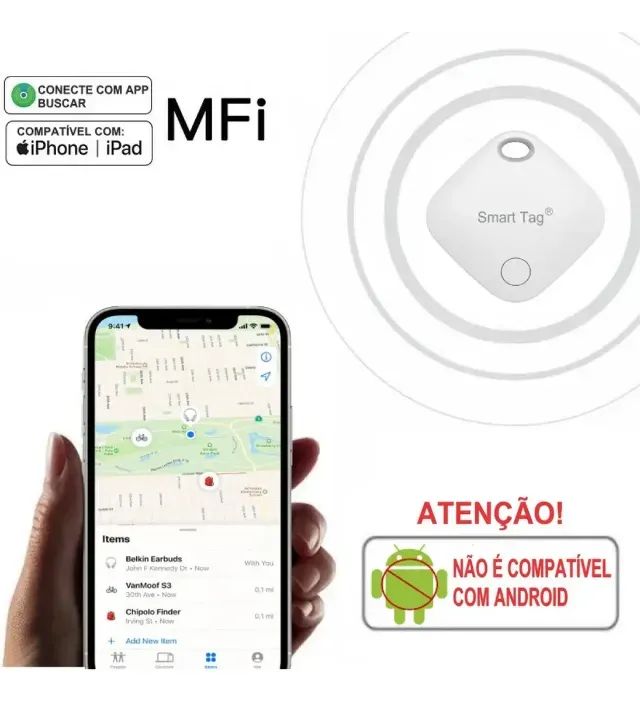 Tag Smart Tracker Rastreador GPS iOS 14.5 Resistente Água Branco - Foto 4