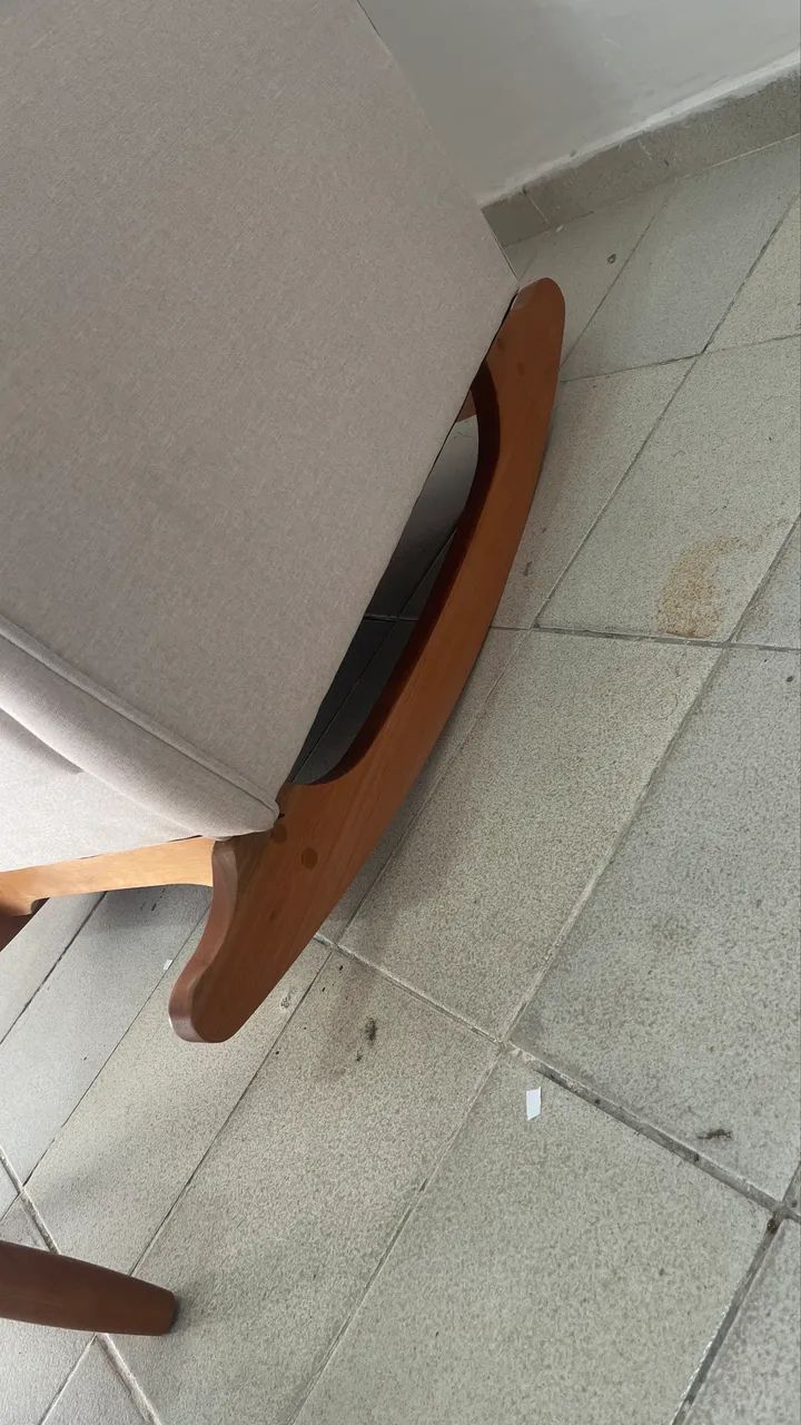 Poltrona de Balanço com Puff - Bege - Foto 3