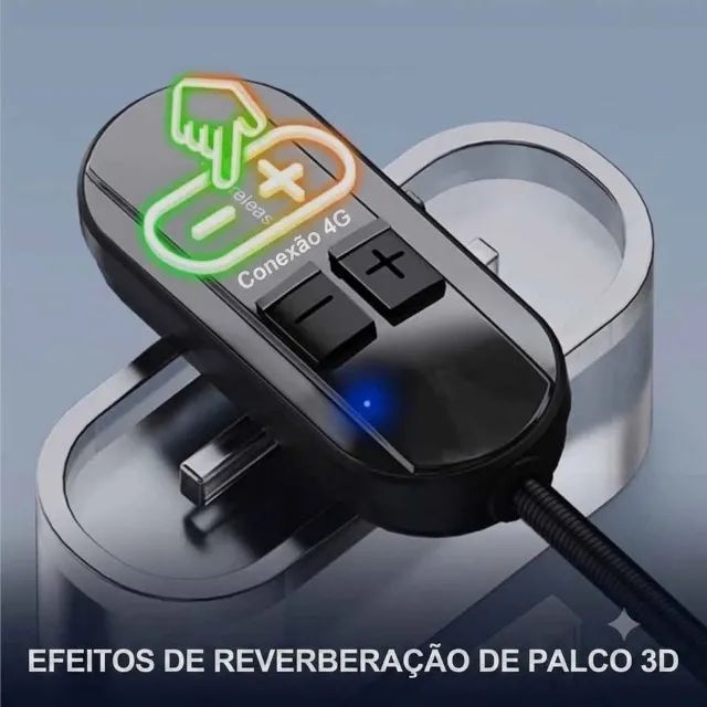 Microfone De Cabeça Sem Fio 2.4G/Mão 2 Em 1 - Foto 2