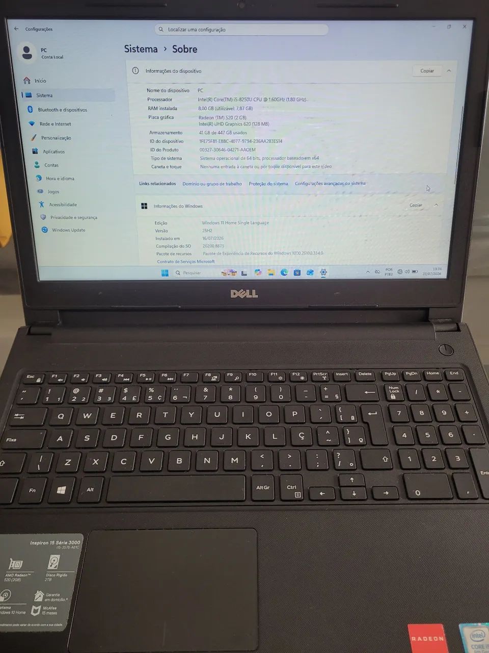 Notebook DELL 3576 Inspiron 15 Série 3000  - Foto 4