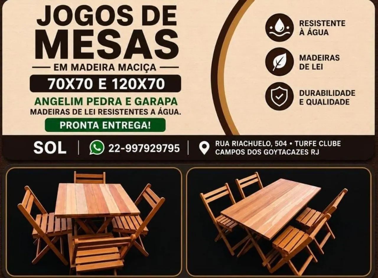 LOCAÇÃO DE JOGOS DE MESAS MADEIRA MACIÇA  - Foto 2