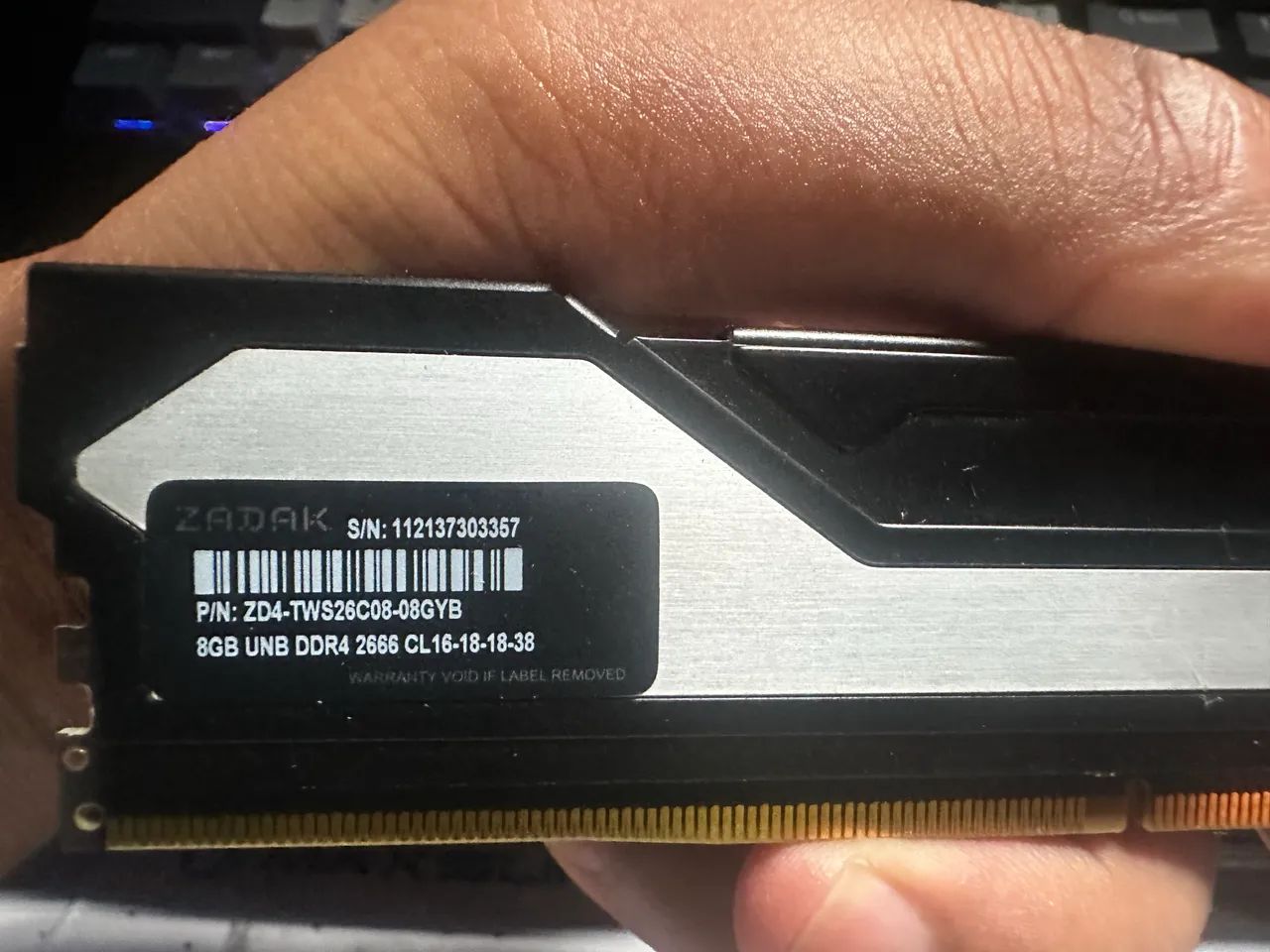 Memória ram ddr4 zadak black 2x(8G) 2666 MHz - Memória RAM