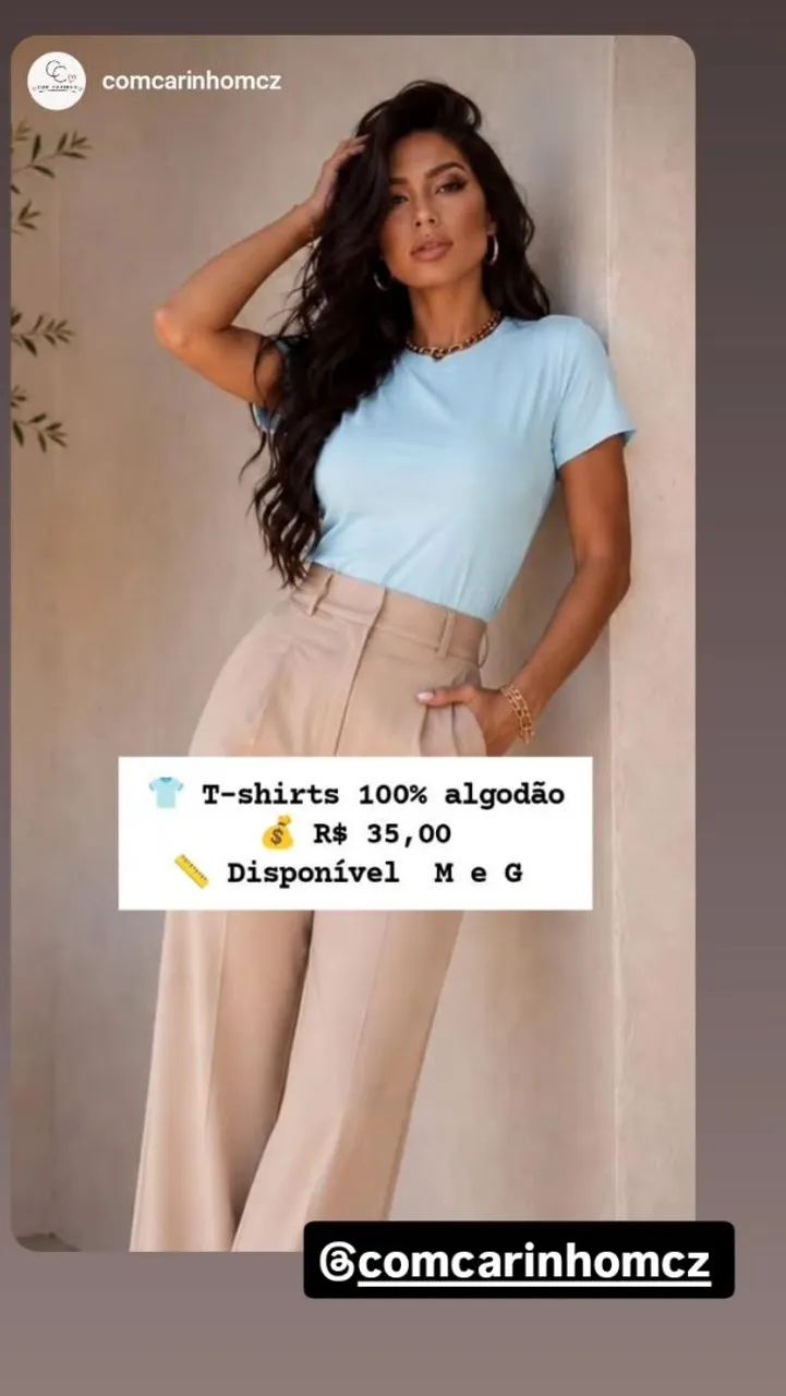 T-shirt feminina em algodão.<br>R$35,00 - Foto 5