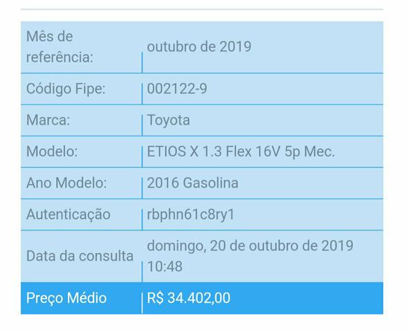 Etios 1.3 X Hatch 2016 abaixo da Fipe - Foto 7