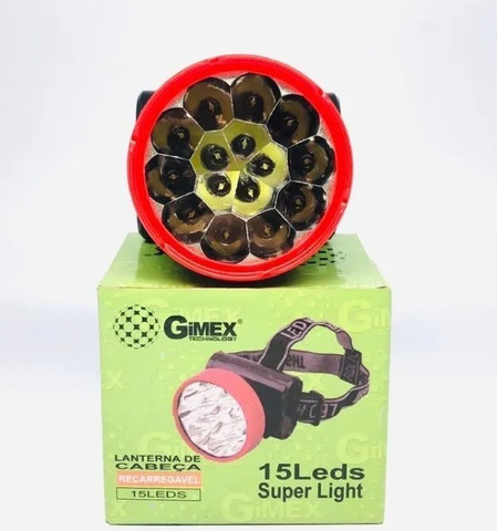Lanterna de Cabeça Recarregável 15 Leds Super Light - 7770