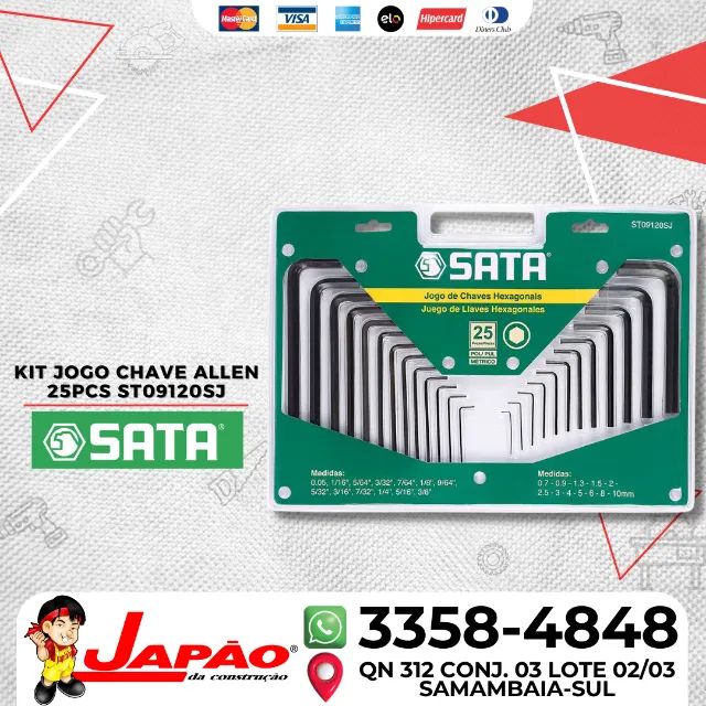 Kit Jogo de Chave Allen 25 Pcs Sata ST09120SJ Menos de R$ 2,00 Reais Por Cada Chave
