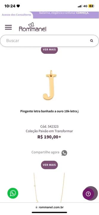 pingente rommanel 