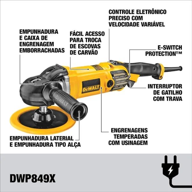 Lixadeira Politriz de 9 Pol. (230mm) 1250W 220V Dewalt - Foto 2