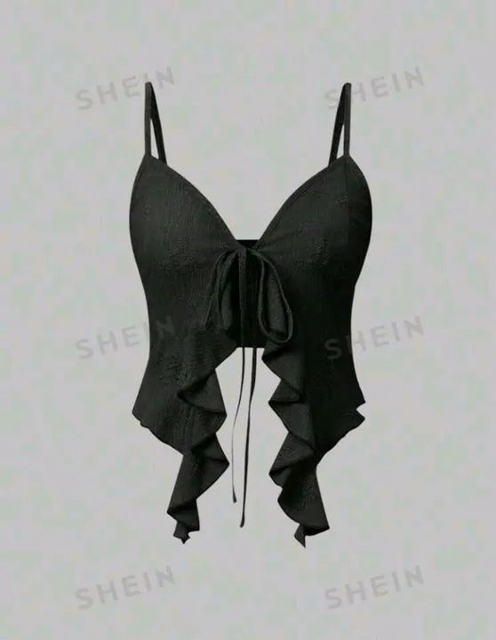 Top Cropped Preto com Babados