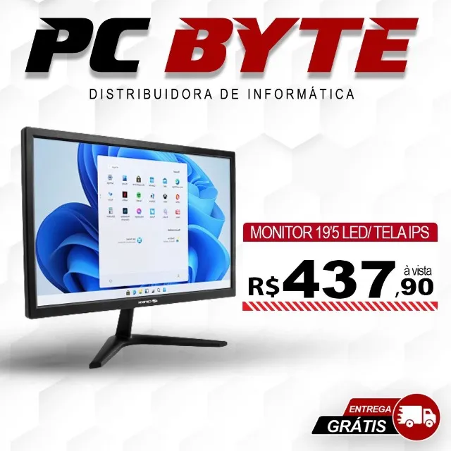 Novo caixa Monitor Led Tela Ips 19'5, cores vibrantes, saídas hdmi e vga, frete grátis fsa