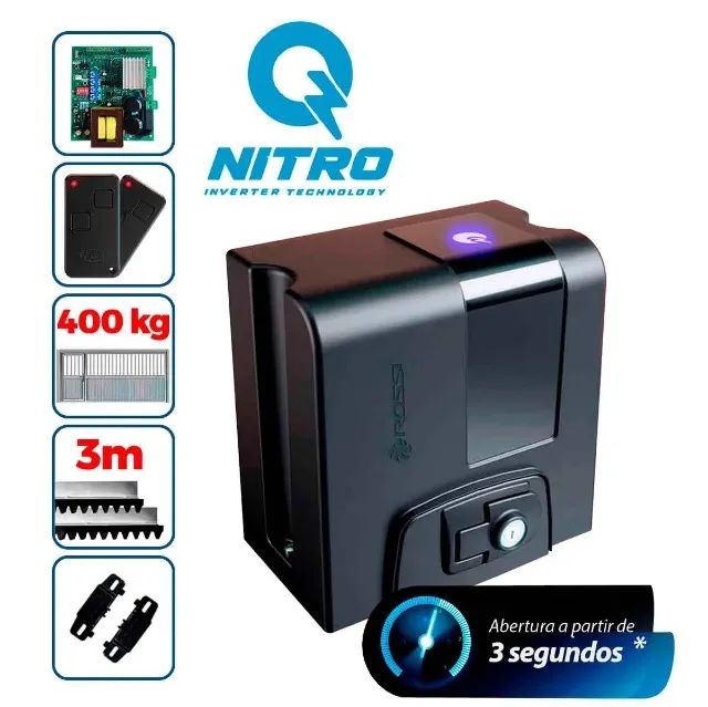 Kit Motor de Portão Eletrônico Rossi DZ Atto Nitro 400Kg Ultra Rápido - Foto 3