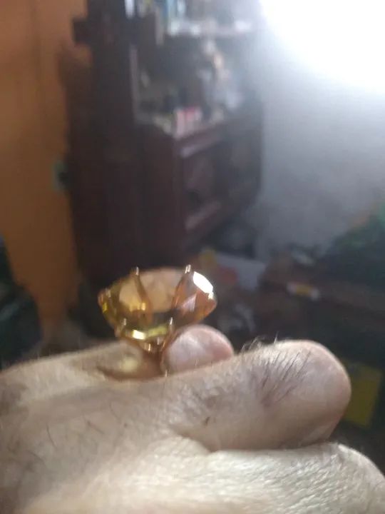 Anel de Ouro 18k - 750 Com pedra Topázio Imperial - Foto 3