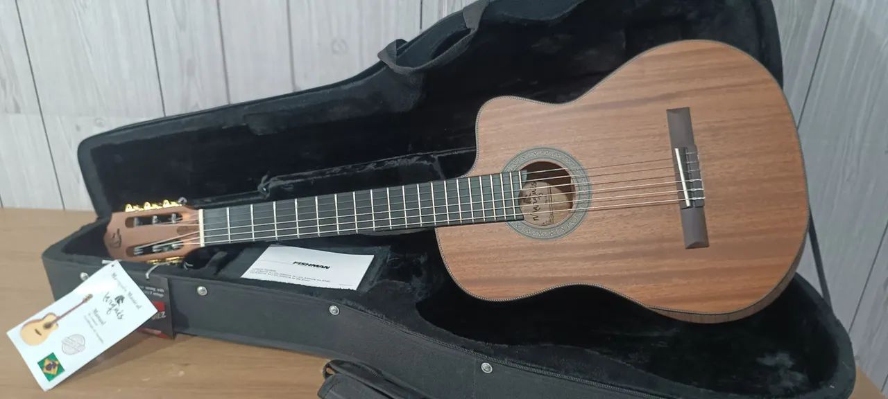 Violão Nylon Eletroacústico Clássico Cutaway Anatômico Natural Fosco Marquês - VN-181NSEQ 