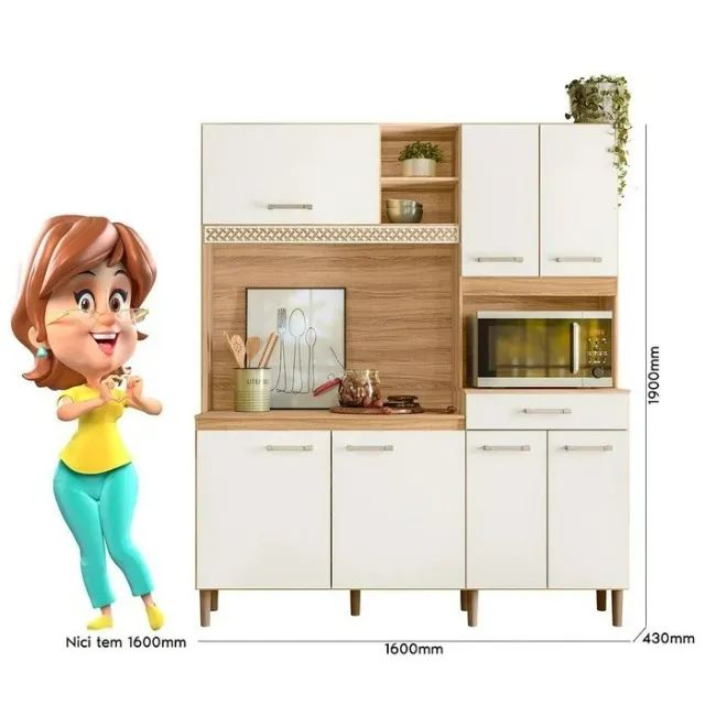 "Sofisticação na Sua Cozinha: Armário Yara com Design Moderno e Amplo Espaço" - Foto 5