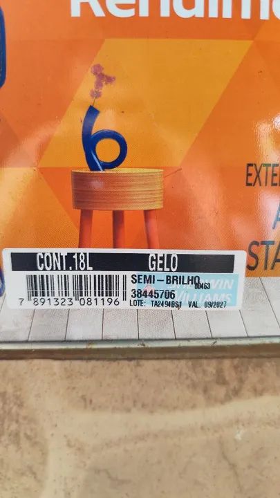 Lata de tinta 18 litros, cor Branco Gelo, Sherwin Willians, Semi Brilho, nova, lacrada - Foto 2