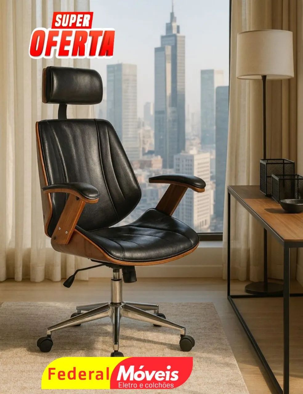 Cadeira Giratória Presidente - Conforto premium e estilo moderno em um só produto!