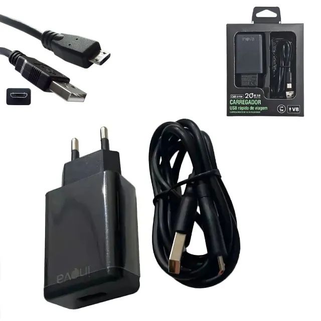 Carregador Micro Usb V8 20w Preto