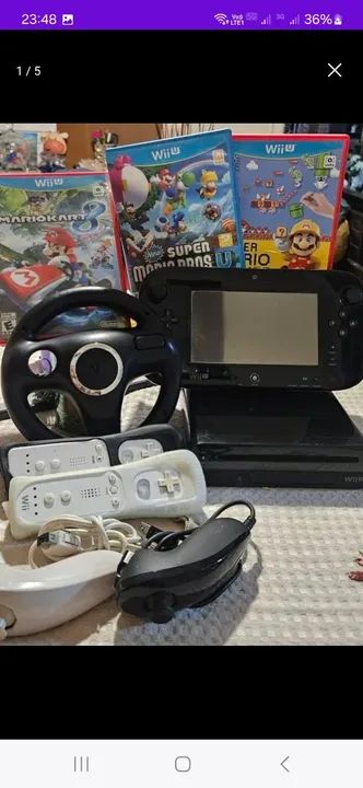 Nintendo Wii U com jogos e acessórios